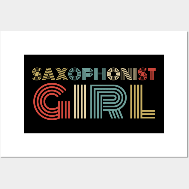 Saxophonist girl retro vintage design . Perfect present for mother dad friend him or her Wall Art by SerenityByAlex